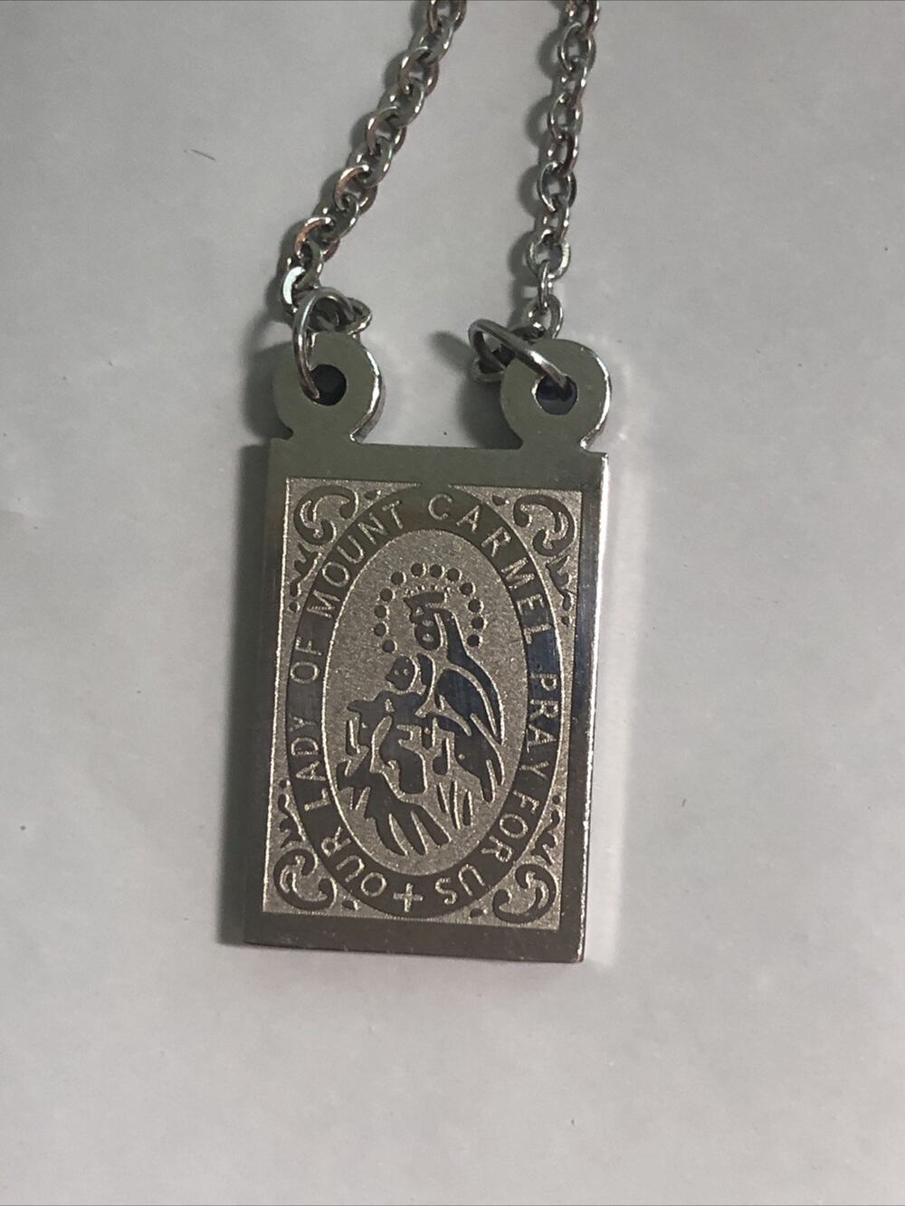 Catholic Devotional Scupulars Necklace Our Lady of Mount Carmel Stainless Steel